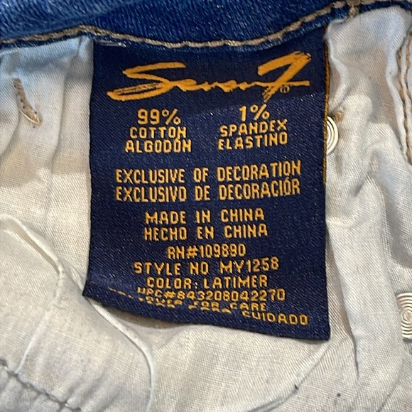 SEVEN 7 SIZE 6 Blue Embroidered Women's Jeans.Slight stretching on front see pic - Picture 9 of 12